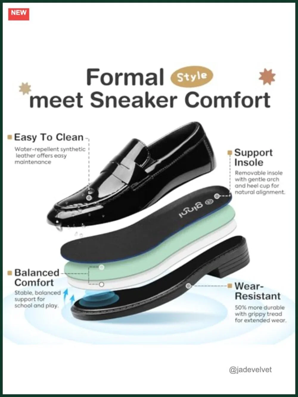 Boys Slip-On Penny Loafers with Comfort Insole, Non-Slip Sole for Formal &